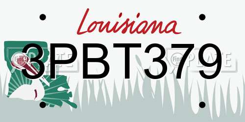 3PBT379 Louisiana License Plate