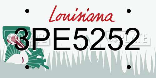 3PE5252 Louisiana License Plate