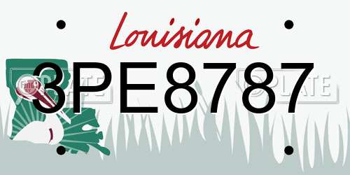 3PE8787 Louisiana License Plate