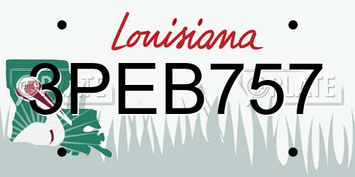 3PEB757 Louisiana License Plate
