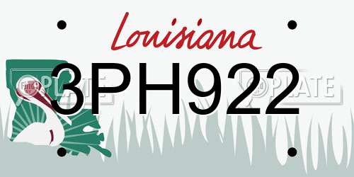 3PH922 Louisiana License Plate