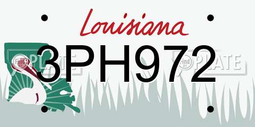 3PH972 Louisiana License Plate