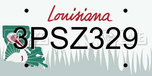 3PSZ329 Louisiana License Plate