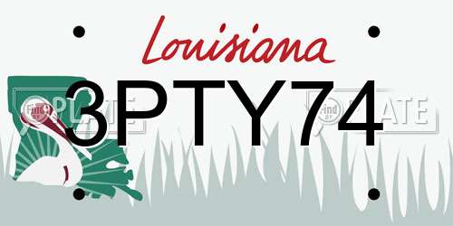 3PTY74 Louisiana License Plate