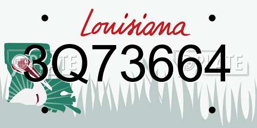 3Q73664 Louisiana License Plate