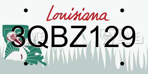 3QBZ129 Louisiana License Plate