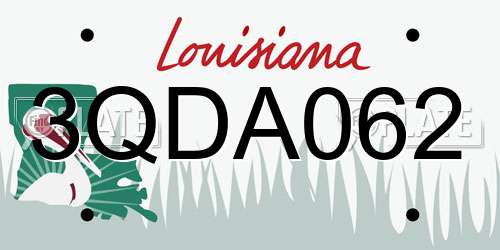 3QDA062 Louisiana License Plate