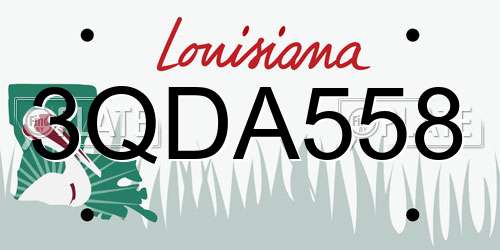 3QDA558 Louisiana License Plate
