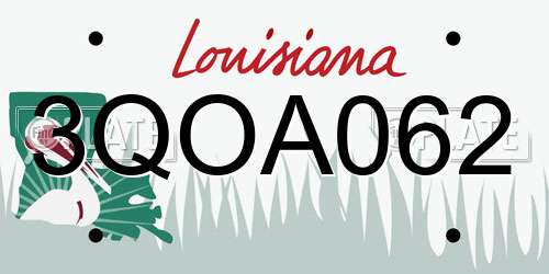 3QOA062 Louisiana License Plate