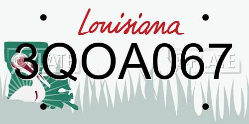 3QOA067 Louisiana License Plate