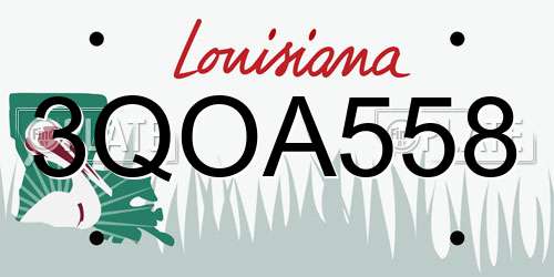 3QOA558 Louisiana License Plate