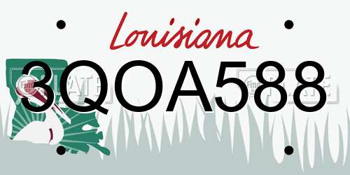 3QOA588 Louisiana License Plate