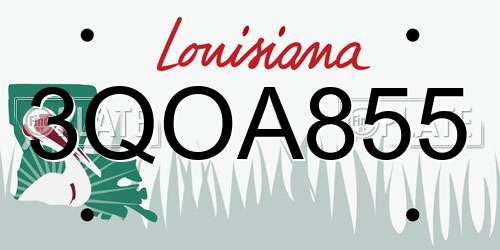 3QOA855 Louisiana License Plate