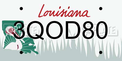 3QOD80 Louisiana License Plate