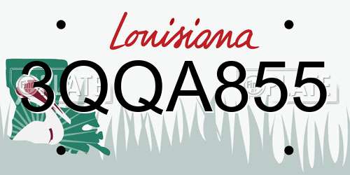 3QQA855 Louisiana License Plate