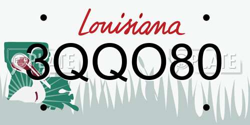 3QQO80 Louisiana License Plate