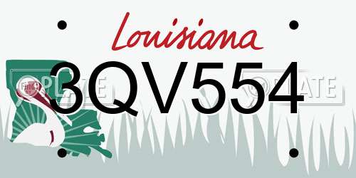 3QV554 Louisiana License Plate