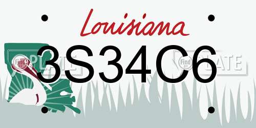 3S34C6 Louisiana License Plate