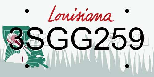 3SGG259 Louisiana License Plate