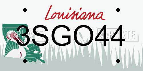 3SGO44 Louisiana License Plate