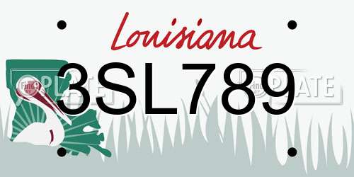 3SL789 Louisiana License Plate