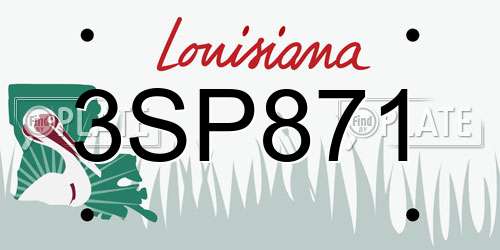 3SP871 Louisiana License Plate