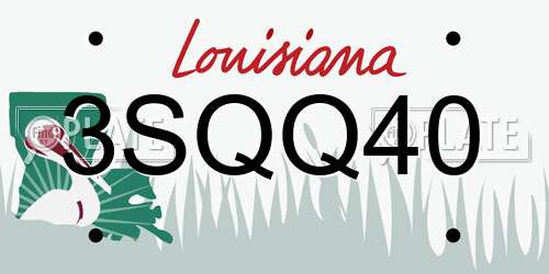 3SQQ40 Louisiana License Plate