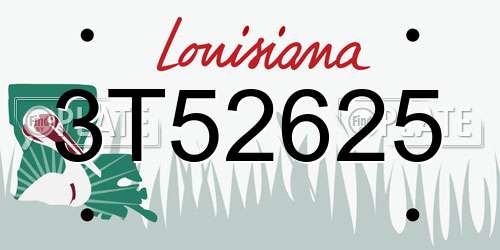 3T52625 Louisiana License Plate
