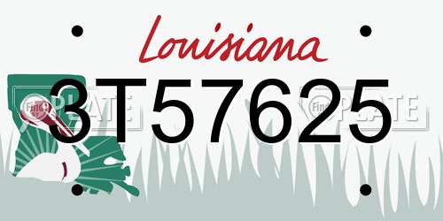 3T57625 Louisiana License Plate