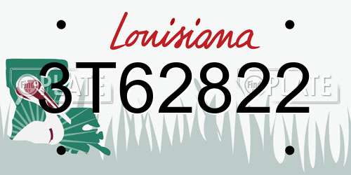 3T62822 Louisiana License Plate