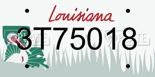 3T75018 Louisiana License Plate