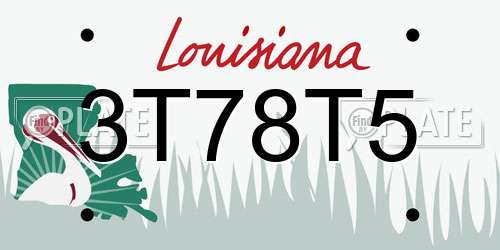 3T78T5 Louisiana License Plate