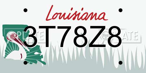 3T78Z8 Louisiana License Plate