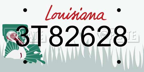 3T82628 Louisiana License Plate