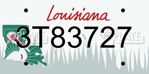 3T83727 Louisiana License Plate