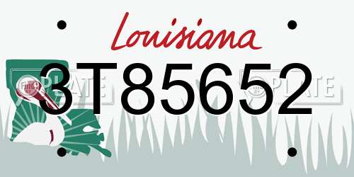3T85652 Louisiana License Plate