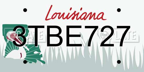 3TBE727 Louisiana License Plate