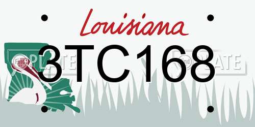 3TC168 Louisiana License Plate
