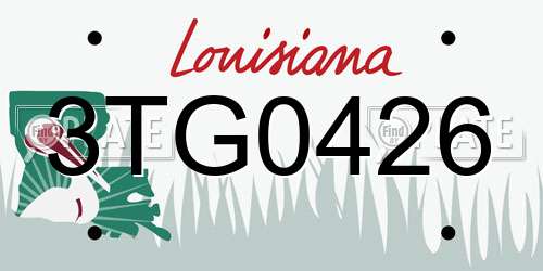 3TG0426 Louisiana License Plate