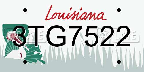 3TG7522 Louisiana License Plate