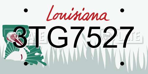 3TG7527 Louisiana License Plate