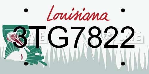 3TG7822 Louisiana License Plate