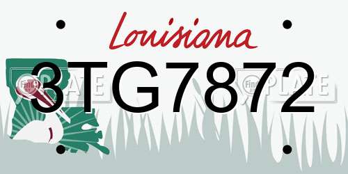 3TG7872 Louisiana License Plate