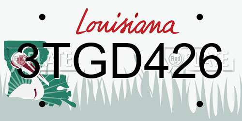 3TGD426 Louisiana License Plate