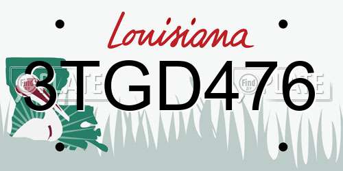 3TGD476 Louisiana License Plate