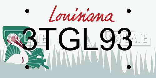 3TGL93 Louisiana License Plate
