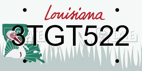 3TGT522 Louisiana License Plate