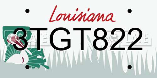 3TGT822 Louisiana License Plate