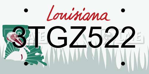 3TGZ522 Louisiana License Plate