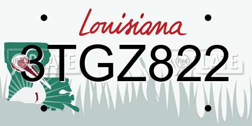 3TGZ822 Louisiana License Plate
